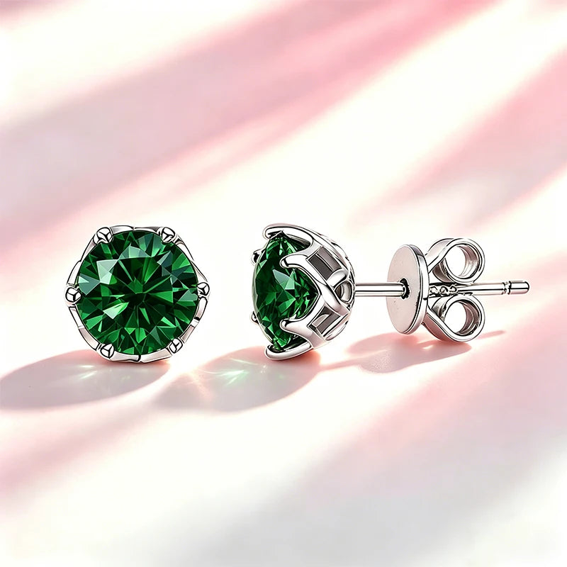 Classic 100% Moissanite Stud Earrings with Lace Six-Prong High-End Texture Elegant and Stylish Earrings