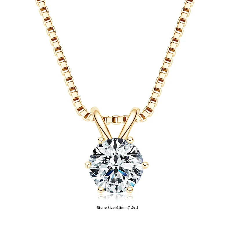 RAPRGOLD Certified 0.5-5ct Moissanite Pendant Necklaces S925 Sterling Silver Solitaire Necklace Chains For Women Jewellry Gifts