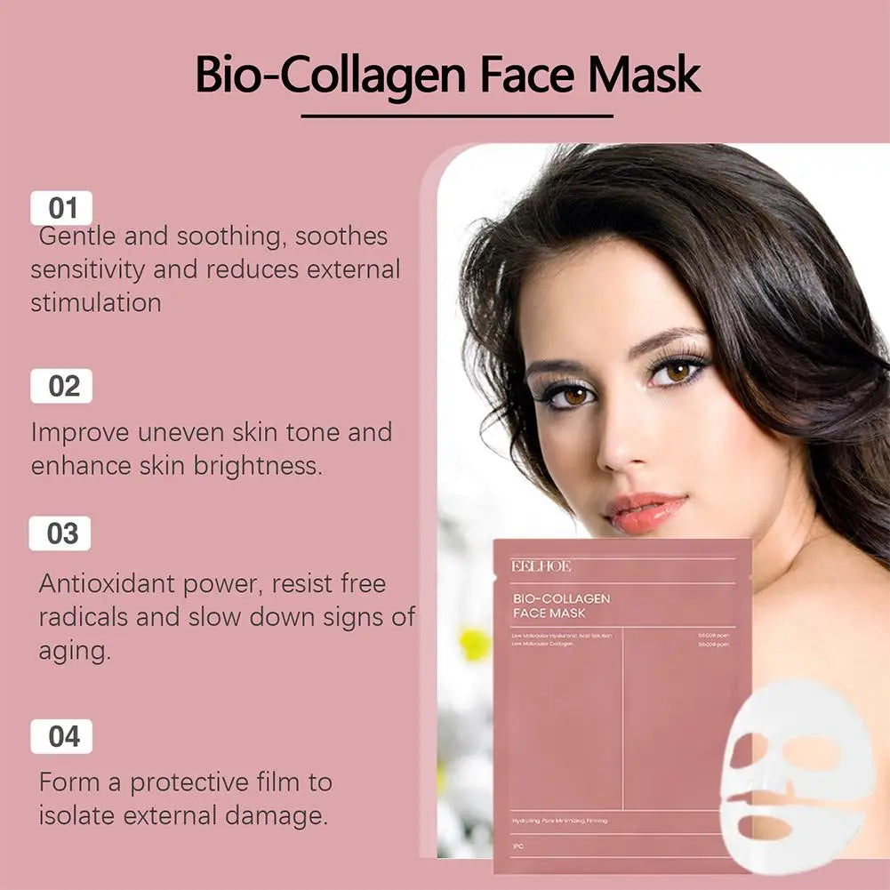 Bio-Collagen Real Face Mask Overnight Hydrating Deep Hydration Soothing Firming Masks Sheet for All Skin Types Skincare