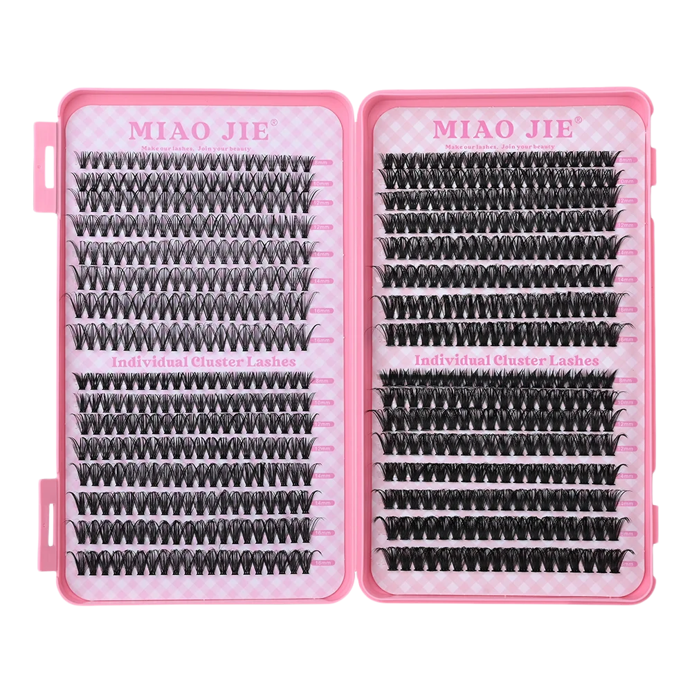 MIAOJIE False Eyelashes Clusters – Natural Thick Volume Individual Lash Extension Kit with Applicators