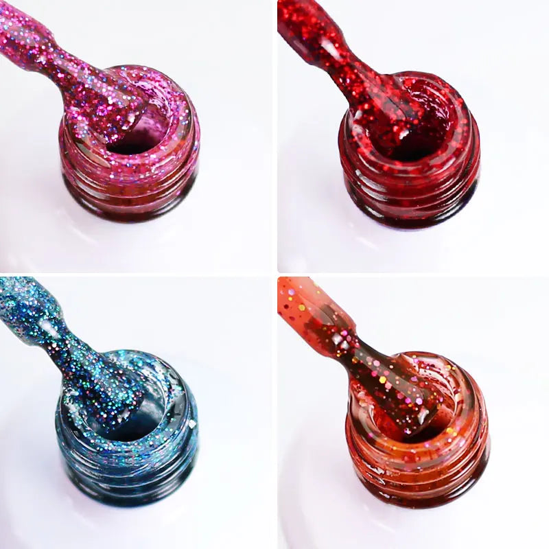 Arte Clavo 15ml Fashion Gel Nail Polish – HEMA & TPO Free Red Glitter UV LED Soak Off Nail Varnish
