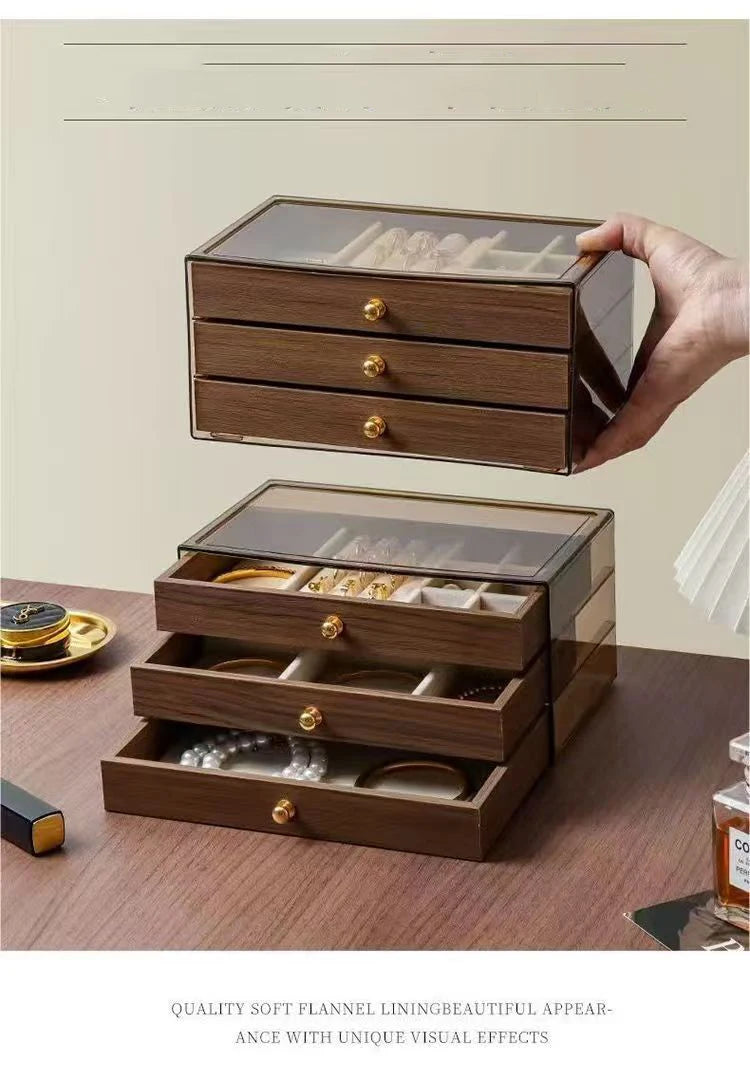 Multi-Layer Large Capaci Jewelry Box Der Design Earring Stud Ring Nelace Holder Ele Desktop Organizer