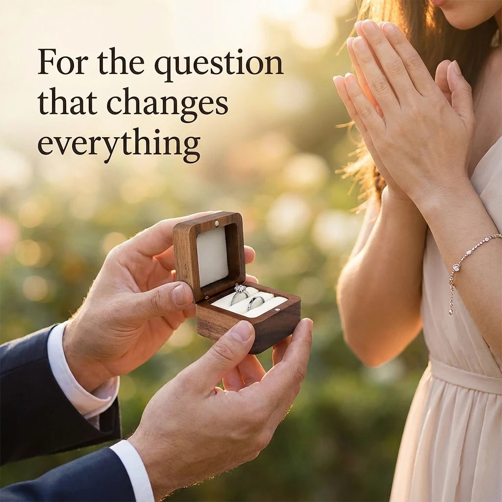 Wood Ring Box Wedding Jewelry Organizer Gift Box Personalized Engraving Proposal Ring Holder Bracelet Earring Packaging