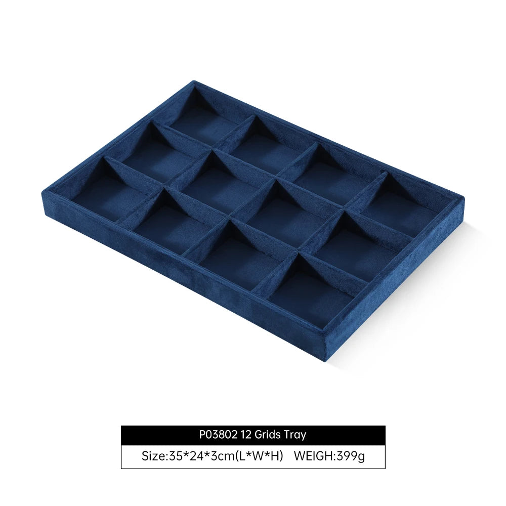 Yinbeini Velvet Ring Earring Bracelet Necklace Display Tray Table Top Stackable Drawer Storage Jewelry Organizer Tray P038