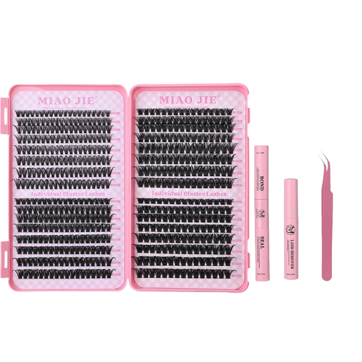 MIAOJIE False Eyelashes Clusters – Natural Thick Volume Individual Lash Extension Kit with Applicators
