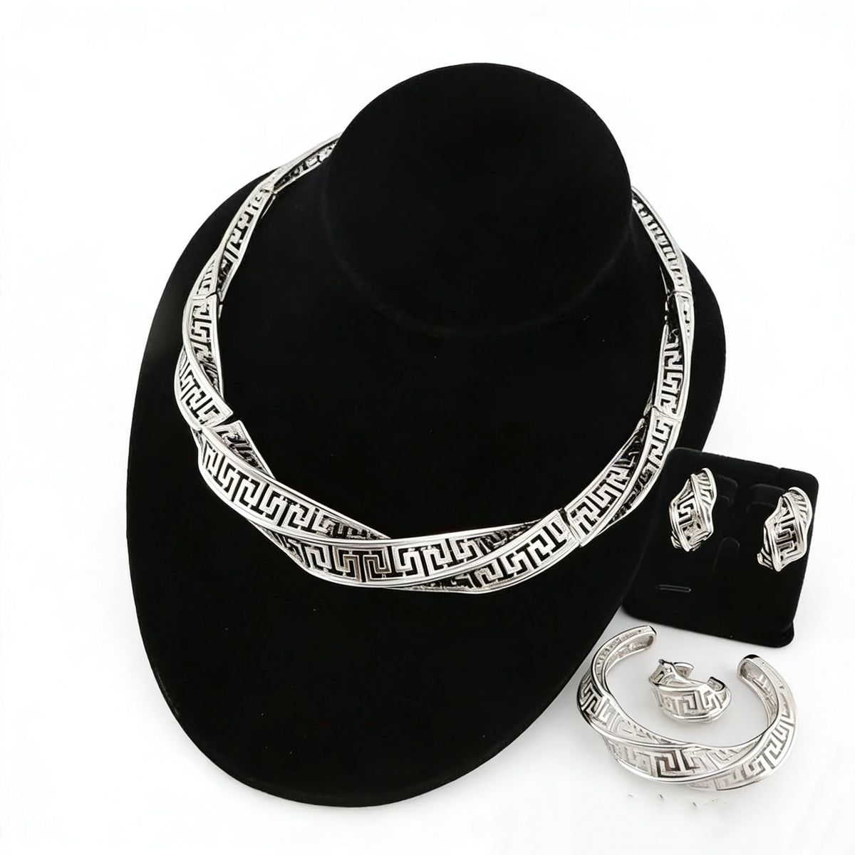 Luxury African Women Gold Plated 4pcs Jewelry Set Bridal Wedding Necklace Earrings Ring Bracelet Party Gifts