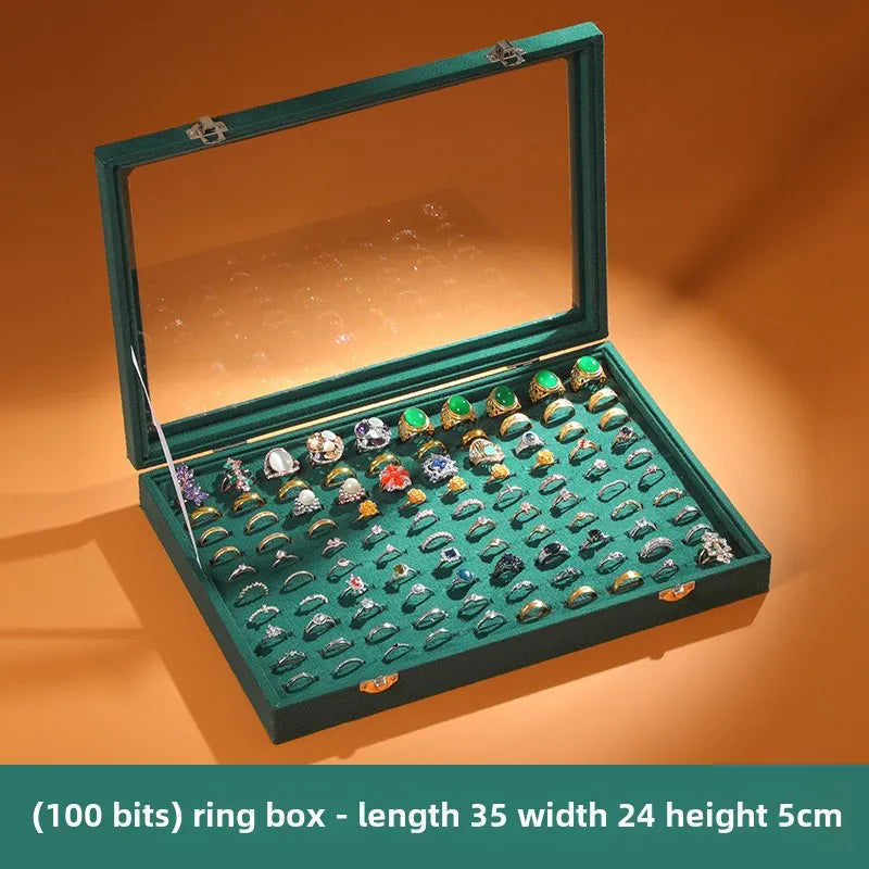 Covered Velvet Hundred-digit Ring Box Storage Box Large-capacity Jewelry Box Pair of Ring Boxes Jewelry Box Stall Display Box