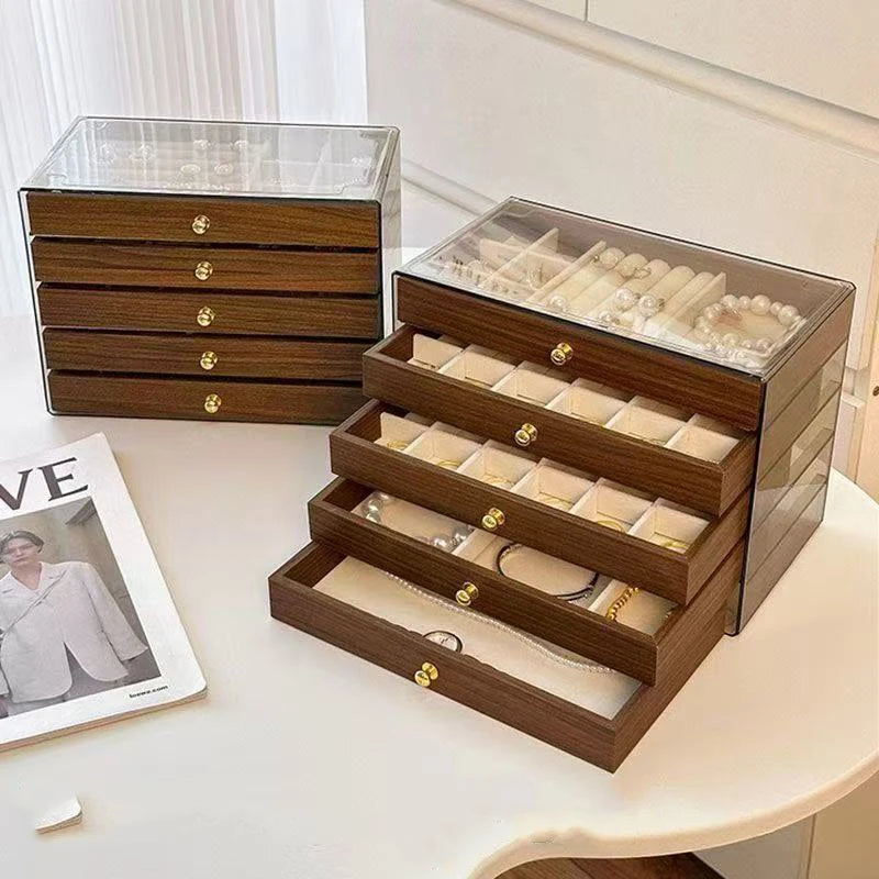 Multi-Layer Large Capaci Jewelry Box Der Design Earring Stud Ring Nelace Holder Ele Desktop Organizer