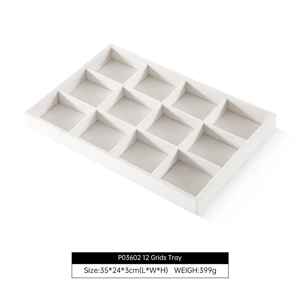 Yinbeini Velvet Ring Earring Bracelet Necklace Display Tray Table Top Stackable Drawer Storage Jewelry Organizer Tray P038