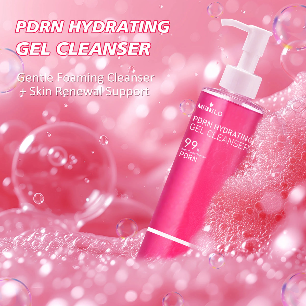 DNA PDRN Salmon Pink Foam Cleansing Gel, containing PDRN, controls oil, removes blackheads, deeply cleanses, is non-irritating