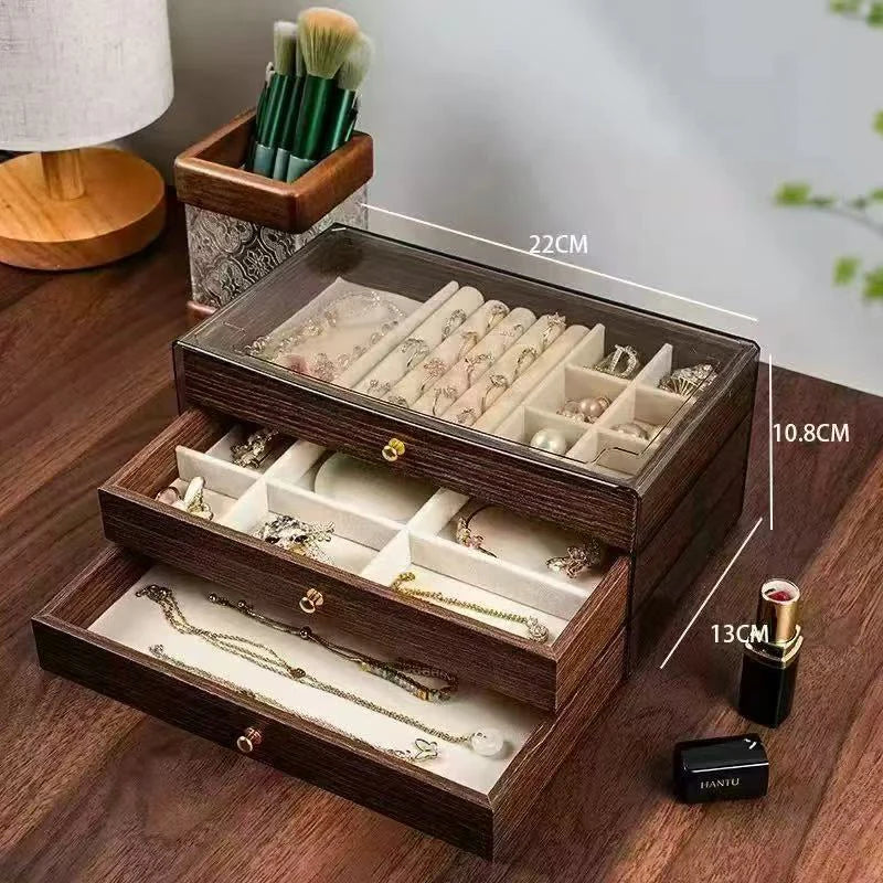Multi-Layer Large Capaci Jewelry Box Der Design Earring Stud Ring Nelace Holder Ele Desktop Organizer
