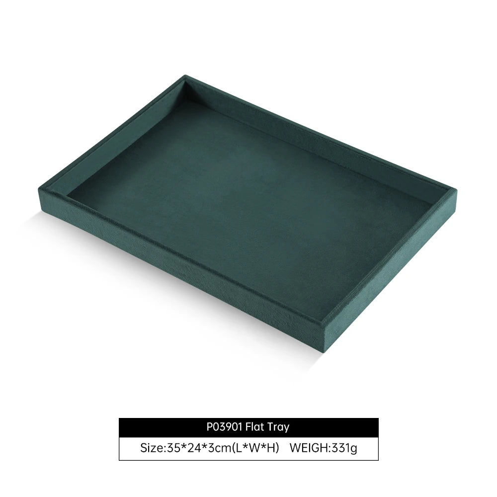 Yinbeini Velvet Ring Earring Bracelet Necklace Display Tray Table Top Stackable Drawer Storage Jewelry Organizer Tray P038