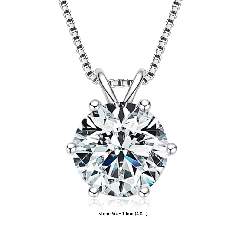 RAPRGOLD Certified 0.5-5ct Moissanite Pendant Necklaces S925 Sterling Silver Solitaire Necklace Chains For Women Jewellry Gifts