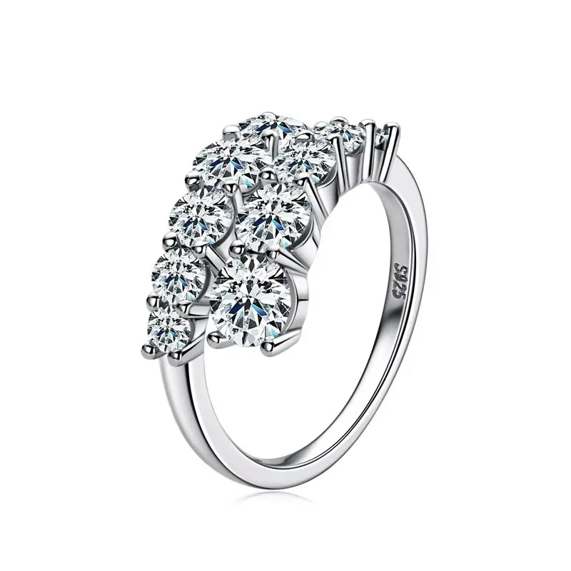 Anziw 925 Silver Moissanite Rings Woman Bands 10 Stones 3.26cttw Sparkling Diamond Twist Shank Wedding Ring Engagement Jewelry