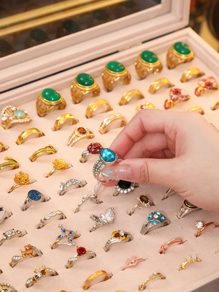 Covered Velvet Hundred-digit Ring Box Storage Box Large-capacity Jewelry Box Pair of Ring Boxes Jewelry Box Stall Display Box