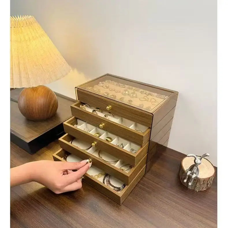 Multi-Layer Large Capaci Jewelry Box Der Design Earring Stud Ring Nelace Holder Ele Desktop Organizer