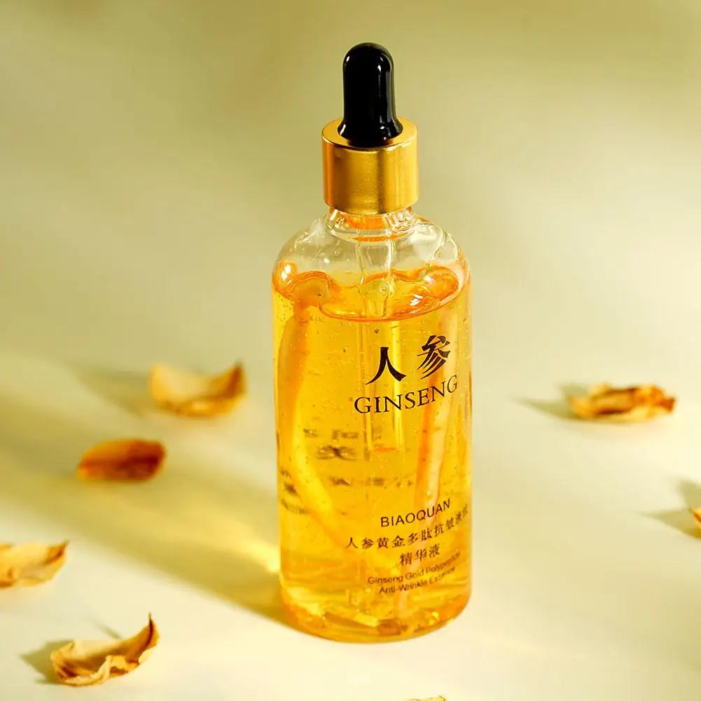 Gold Ginseng Face Serum 100ml Polypeptide Lightening Skin Moisturizing Facial Serum Smoothing Skin Care Products Deep Hydration
