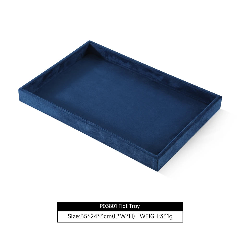 Yinbeini Velvet Ring Earring Bracelet Necklace Display Tray Table Top Stackable Drawer Storage Jewelry Organizer Tray P038