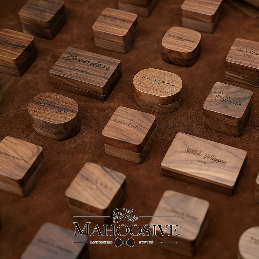 Wood Ring Box Wedding Jewelry Organizer Gift Box Personalized Engraving Proposal Ring Holder Bracelet Earring Packaging