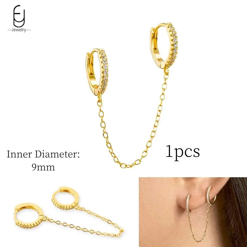 925 Sterling Silver Ear Needle White Crystal Gold Earrings for Women Luxury Water Drop/Heart/Flower Pendant Earring Fine Jewelry