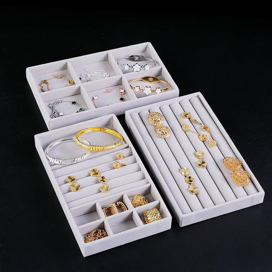 1 Set, (Including 8PCS) Flocking Jewelry Box Jewelry Tray