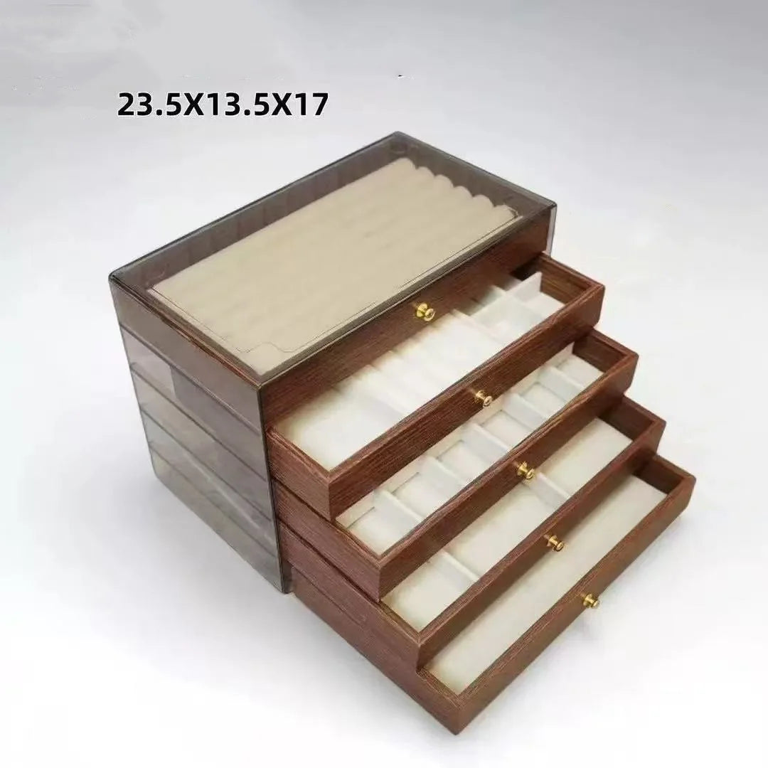 Multi-Layer Large Capaci Jewelry Box Der Design Earring Stud Ring Nelace Holder Ele Desktop Organizer