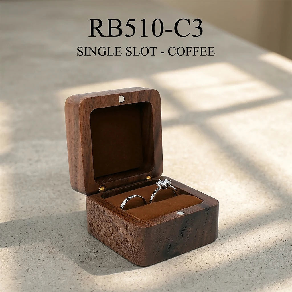 Wood Ring Box Wedding Jewelry Organizer Gift Box Personalized Engraving Proposal Ring Holder Bracelet Earring Packaging