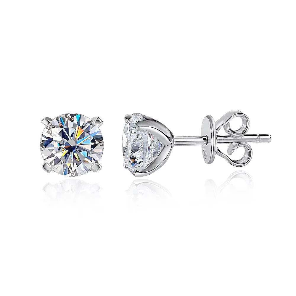 KNOBSPIN Moissanite Earring 0.2-2ct D VVS1 GRA Certified Lab Diamond 4 Claw s925 Sterling Silver Stud Earrings for Women Man