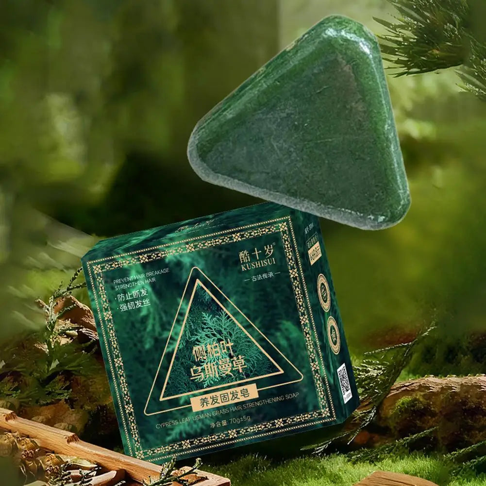1-10PCS Triangle Shampoo Bar, Usman Grass Shampoo Bar,Nature Seven Green Soap Shampoo, Calming & Strengthens Hair for Women Men